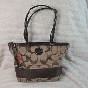 Coach Tan and Brown Signature Tote